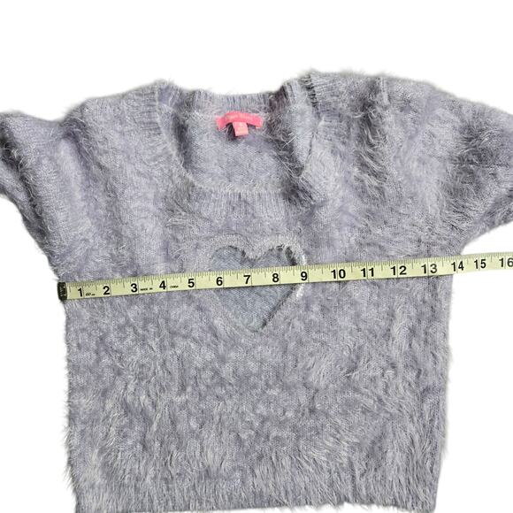 Sugar Thrillz Oh No Way Heart Cutout Purple Wpmen's Cropped Sweater Size: S - Picture 4 of 6